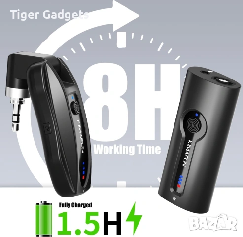 KIMAFUN KM-G70 Безжична микрофонна система 2.4GHz – Микрофон с щипка и микрофон за глава в комплект, снимка 4 - Микрофони - 55013889