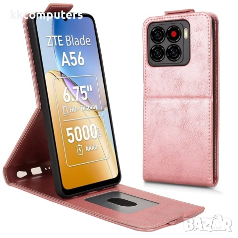 ZTE Blade A56 калъф – вертикален флип, магнитна закопчалка, подставка, слот за карти, 4 цвята, снимка 3 - Калъфи, кейсове - 54639881