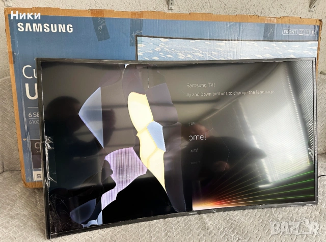Чисто нов телевизор SAMSUNG UE49KU6100K със счупен екран за части, снимка 2 - Части и Платки - 54335507