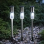 Комплект от 3 броя Led соларни лампи XL 57см - неръждаема стомана, сензор и до 8 часа светене, снимка 5