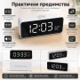 Модерен LED дигитален настолен часовник с термометър за стая спалня офис електронен светещ USB, снимка 3