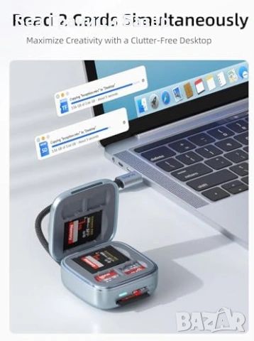 Нов адаптер Високоскоростен четец SD TF 4.0 312MB/s USB-C за Mac Android, снимка 7 - Друга електроника - 54431209