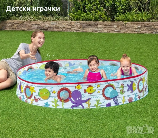 Детски басейн Bestway с твърд борд 152 x 25 см, с морски животни