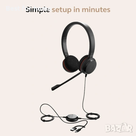 Jabra Evolve 20 Кабелни слушалки (издание 2025) - Комплект за две уши за офис и работа от дома , снимка 6 - Слушалки за компютър - 54583857