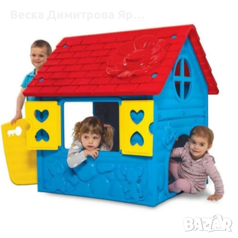 Детска градинска къщичка – Синя къща за игра на открито и закрито с отваряеми врати и прозорци, снимка 9 - Градински мебели, декорация  - 54549851