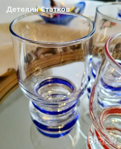 Ретро стъклени чаши 4+1, снимка 4 - Чаши - 55323553