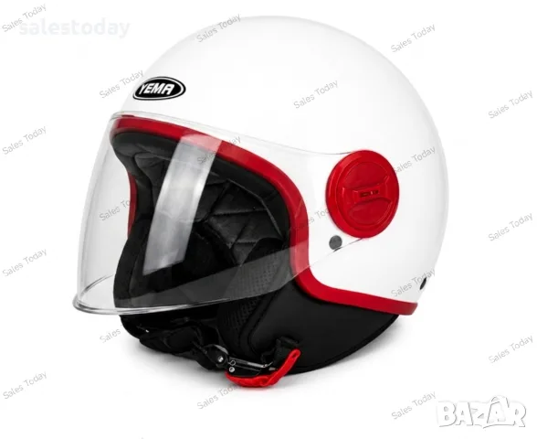 Каска с прозрачен визьор, Jet Helmet YEMA, бяла