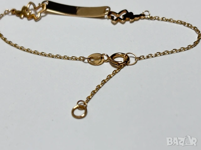 Златна Детска Гривна с плочка 1,266 грама 14K(проба 585) , снимка 6 - Гривни - 54945485