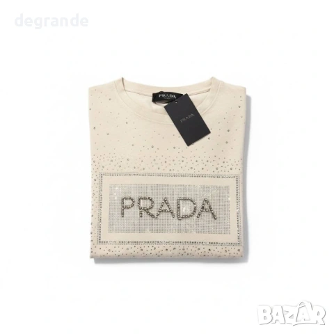 🎀Дамска Тениска Prada с камъчета, снимка 2 - Тениски - 53956555