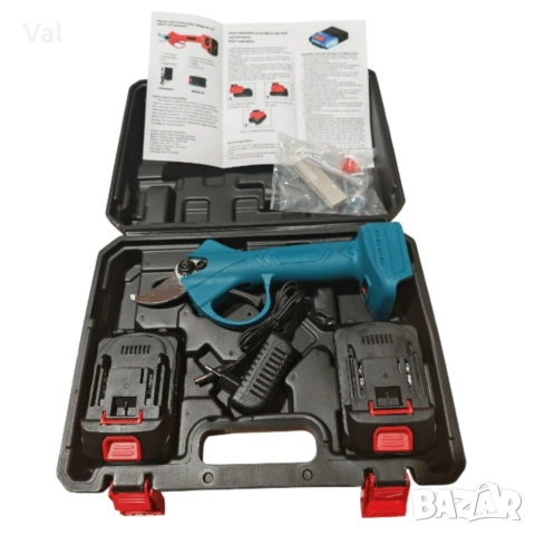 Акумулаторна безчеткова ножица в комплект с 2 батерии и куфар - компактна и прецизна, снимка 7 - Градински инструменти - 53954771