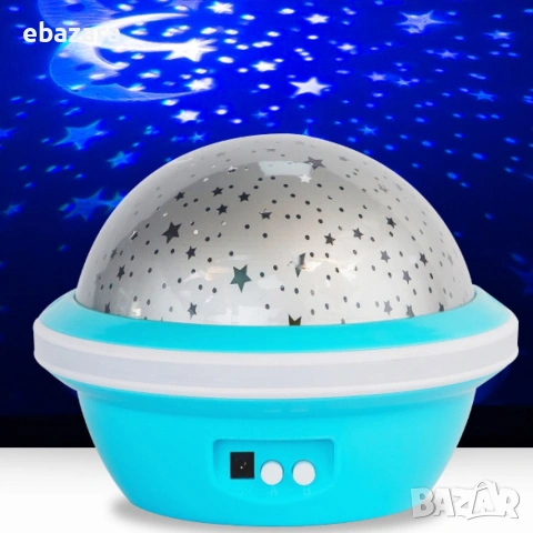 Цветна LED нощна лампа НЛО проектор със звездно небе, звезди и луна за детската стая и спокоен сън, снимка 8 - Детски нощни лампи - 54900405