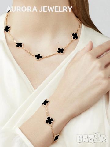 Van Cleef & Arpels VCA 5 Motifs Gold Black Onyx Vintage Alhambra Дамска Гривна