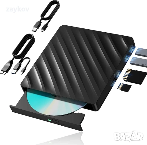 Wbacon 5 в 1 външно Blu Ray устройство, преносим Blu Ray плейър с USB 3.0 Type-C