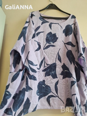 СТРАХОТНА ТУНИКА ЛЕН И ВИСКОЗА 3XL-5XL, снимка 3 - Туники - 54672742