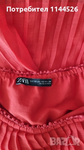 Къса червена солей рокличка Zara, XS, снимка 3 - Рокли - 54900647