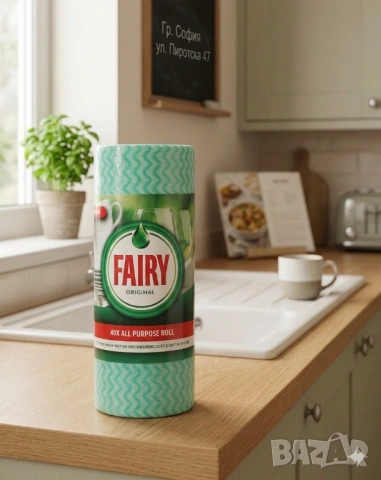 Fairy Original All-Purpose Ролка с нарязани Суперабсорбиращи кърпи 40 листа многоцветни 