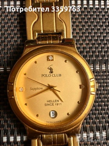 ⌚ POLO CLUB HELLEN SWISS – 24K GOLD PLATED – SAPPHIRE CRYSTAL – ЕЛЕГАНТЕН ВИНТИДЖ ЧАСОВНИК