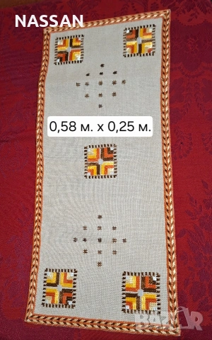 Комплект за студено сервиране, красиво каре и тишлайфер ръчно бродирани с копринени конци, снимка 11 - Други - 49453905