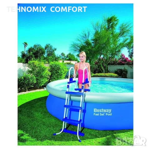 Стълба за басейн Bestway 107 cm 58330, снимка 2 - Басейни и аксесоари - 55637204