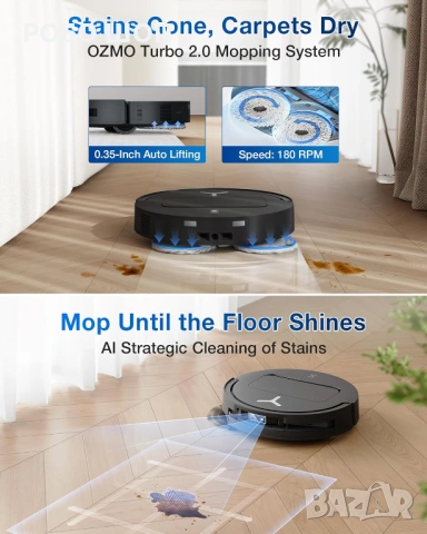 Прахосмукачка Робот ECOVACS DEEBOT T50 PRO OMNI GEN 2 15000Pa , снимка 6 - Прахосмукачки - 54540130