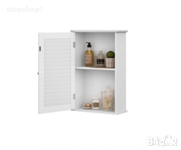Шкаф за баня Bath Vida с една врата и щори, монтиран на стена, бял, снимка 5 - Шкафове - 53963640