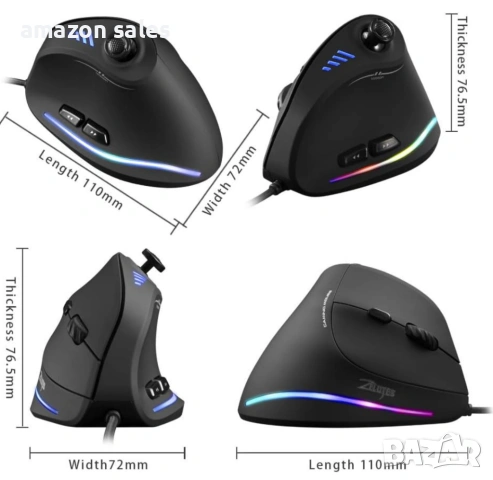 Zelotes Геймърска мишка с кабел и джойстик 10000DPI,11 програмируеми бутона,RGB, снимка 4 - Клавиатури и мишки - 54381935