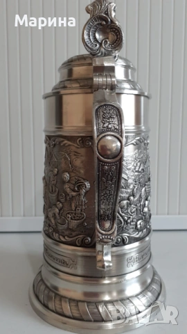 Халба от калай 1000 мл,  Antik*Vintage #133, снимка 3 - Антикварни и старинни предмети - 54408522