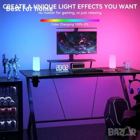 LED лампа за нощно шкафче с тъчскрийн, [Елегантен дизайн и RGB режим] , снимка 7 - Настолни лампи - 55603077