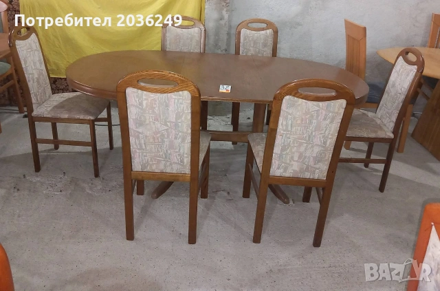 Комплект масивна разтегателна маса с 6 стола, снимка 2 - Маси - 53224449