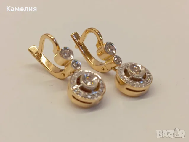 Златни обеци с брилианти. , снимка 7 - Обеци - 55545248