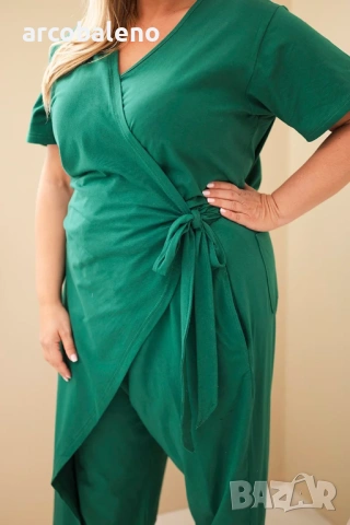 Дамски памучен гащеризон Plus Size с връзки на талията, 4цвята , снимка 13 - Гащеризони - 46503173