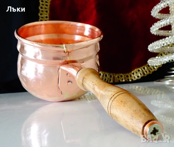 Меден тиган за масло,джезве чиста червена мед.