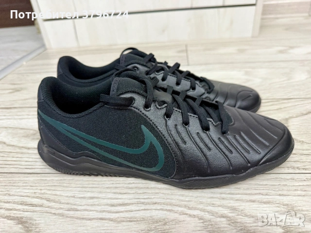 Nike, Футболни обувки Tiempo Legend 10 Academy IC от еко кожа и текстил, Черен, р-р 42.5