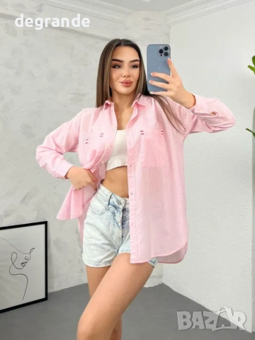 🎀Дамска розова риза с джоб, снимка 2 - Ризи - 54784391