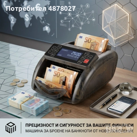 Професионална машина за броене на банкноти с UV/MG проверка за фалшиви банкноти, LCD дисплей, Add и , снимка 4 - Друга електроника - 55203123