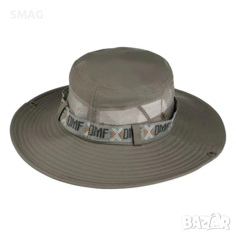 Мъжка bucket шапка каки с мрежа и бродерия Etura_1235482