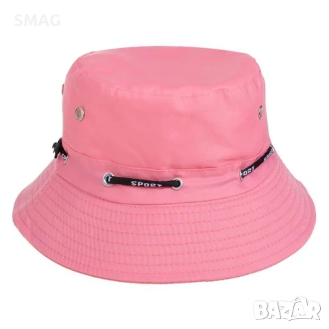 Дамска bucket шапка розова с черен шнур_1249138