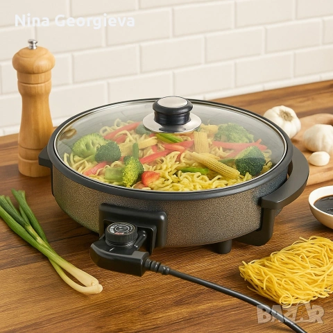 Многофункционален преносим електрически тиган Royalty Line RL-PP18214 - 42см, снимка 5 - Съдове за готвене - 54449154