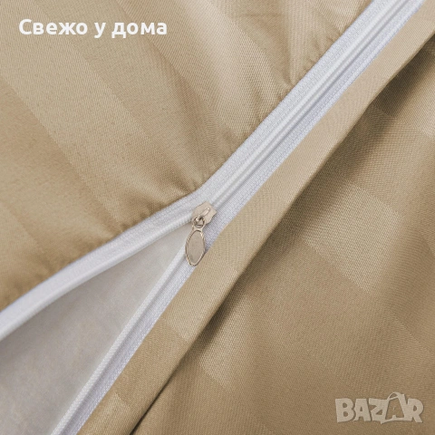 Комплект спално бельо 160x200 см с 2 калъфки 70x80 см, сатенени райета, микрофибър/памук, снимка 5 - Спално бельо - 55159291