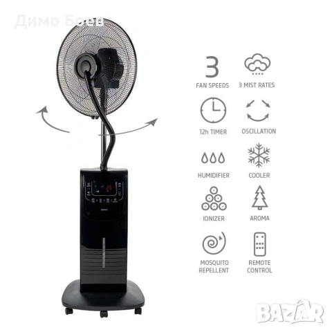 Вентилатор с водна мъгла 16" 7in1, 90W, мултифункционален, LED, дист. упр-е, снимка 3 - Вентилатори - 54529496