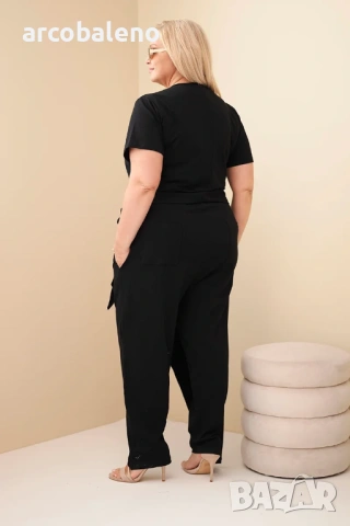 Дамски памучен гащеризон Plus Size с връзки на талията, 4цвята , снимка 16 - Гащеризони - 46503173