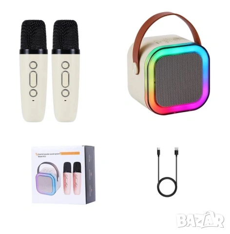 Мини Bluetooth караоке колонка с вградени RGB LED светлини, снимка 2 - Караоке - 54993992