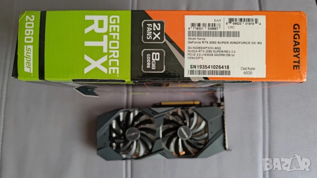 Видеокарта Gigabyte Geforce RTX 2060 Super, снимка 4 - Видеокарти - 54451236