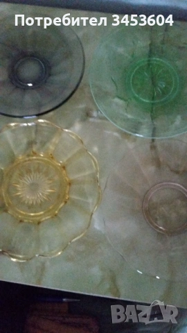 Стари купички и чинийки цветно стъкло, снимка 2 - Други - 53218533