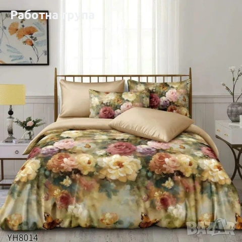 Флоралени десени от памучен сатен с ластик , снимка 7 - Спално бельо - 54072789