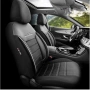 Луксозна тапицерия OTOM текстил с еко кожа COMFORT LINE Design – Черна с бял шев, снимка 2