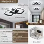 LED плафон/полилей за таван с две светещи модула 30W, 6000K, метал+силикон, снимка 2