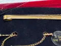 НОВА! Позлатена ретро Щипка с Игла за вратовръзка с предпазна верижка, снимка 4