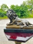Масивна скулптура от чист бронз "Легнал лъв" Бари (Barye) върху мрамор, 6 кг, снимка 1