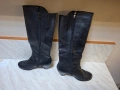черни кожени високи ботуши на ток номер 39 с цип , снимка 1